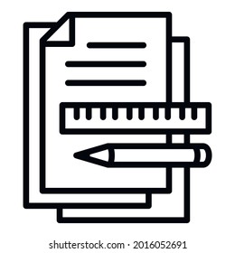 Icono de documentos de arquitecto. Icono de vector de documentos de arquitectura de esquema para diseño web aislado en fondo blanco