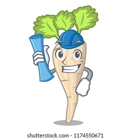 Architect parsnip isolated on the cartoon style