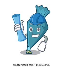 Architect pastrybag character cartoon style vector illustration