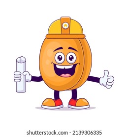 Diseño de ilustraciones vectoriales del personaje de la mascota del durazno del arquitecto