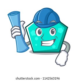 Architect pentagon character cartoon style