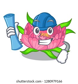 Architect peony flowers in the cartoon pots