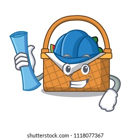 Architect picnic basket character cartoon