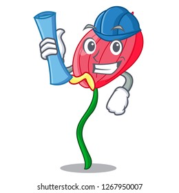 Architect pink anthurium flower isolated on mascot