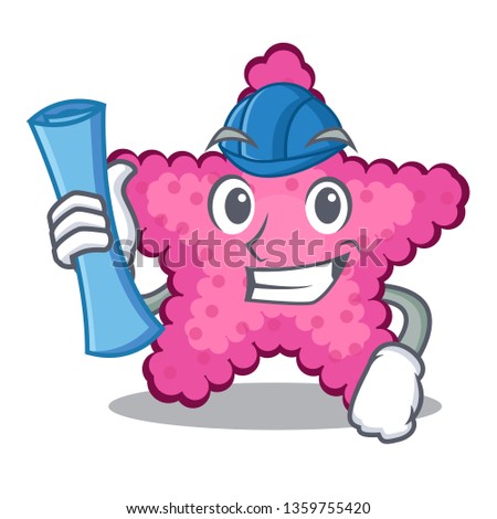 Architect pink starfish in the cartoon shape