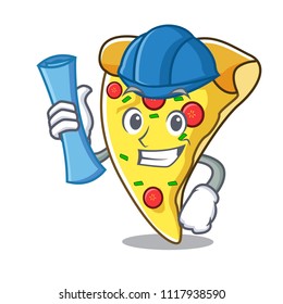 Architect pizza slice character cartoon
