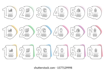 Architect plan, Organic product and Gluten free line icons set. Infographic timeline. Face biometrics, Graph chart and Smartwatch signs. Engineering plan, Leaf, Bio ingredients. Vector