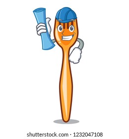 Architect plastic fork cartoon with the isolated