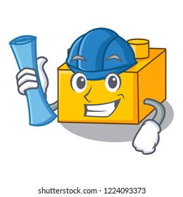 Architect plastic shaped toy on construction character