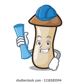 Architect pleurotus eryngii mushroom character cartoon