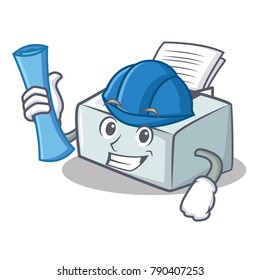 Architect printer character cartoon style