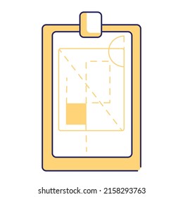 Elemento vector de color semiplano del proyecto de arquitecto. Objeto de tamaño completo en blanco. Papel. Plan de construcción esquemático simple ilustración de estilo de dibujos animados para el diseño gráfico web y la animación