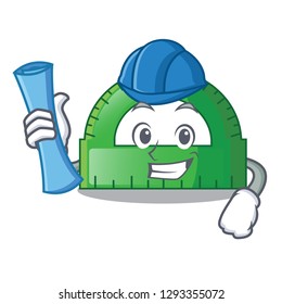 Architect protractor in a the cartoon bag