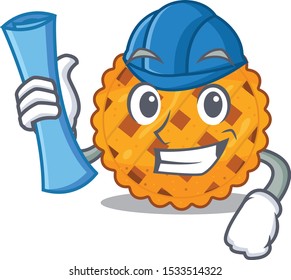 Architect pumpkin pie in the cartoon shape