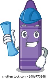 Architect purple crayon in the cartoon shape