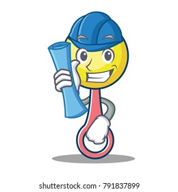 Architect rattle toy character cartoon