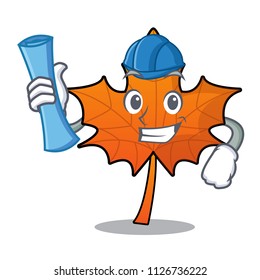 Architect red maple leaf character cartoon