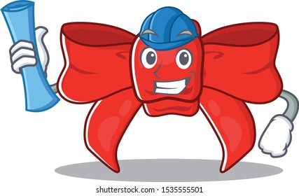 Architect red ribbon bow isolated the character