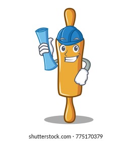 Architect rolling pin character cartoon