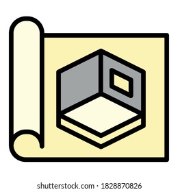 Architect room project icon. Outline architect room project vector icon for web design isolated on white background
