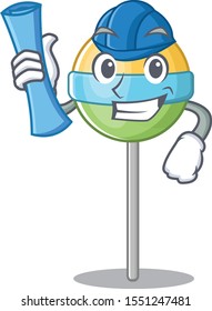 architect in round lollipo isolated with cartoon