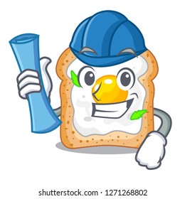 Architect sandwich with shape in egg cartoon