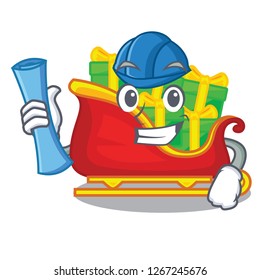 Architect santa claus sleigh in shape cartoon