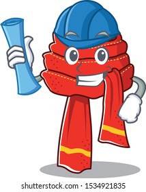 Architect scarf mascot isolated in the cartoon