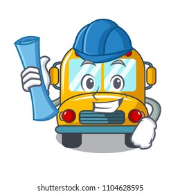 Architect school bus character cartoon