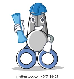 Architect scissor character cartoon style