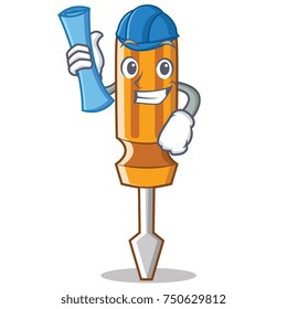 Architect screwdriver character cartoon style