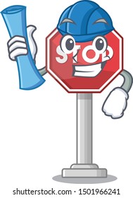 Architect sign stop cartoon side street mascot