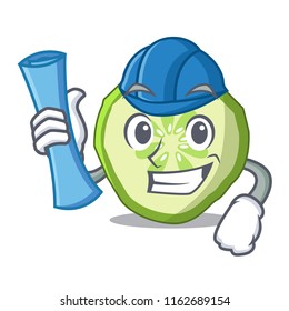 Architect sliced cucumber hamburger ingredient character cartoon