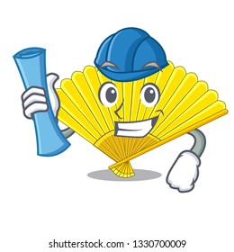Architect souvenir folding fan in character shape