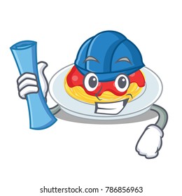 Architect spaghetti character cartoon style