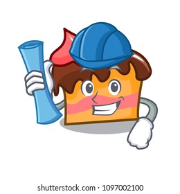 Architect sponge cake character cartoon