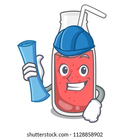 Architect strawberry smoothie character cartoon