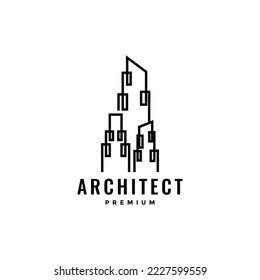 architect structure skyscrapper lines logo design vector