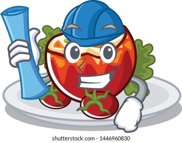 Architect stuffed tomatoes isolated in the mascot