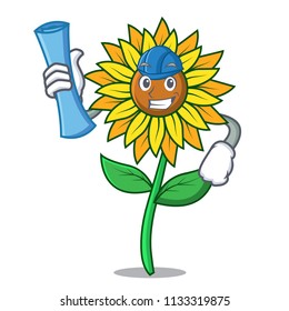 Architect sunflower character cartoon style