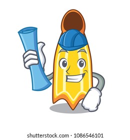 Architect swim fin character cartoon