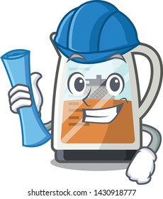 Architect tea maker in the cartoon shape