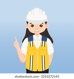 Architect, technician and builders and engineers and mechanics and Construction Worker People teamwork ,Vector illustration cartoon character. Engineer with white safety helmet in construction site.