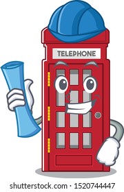 Architect telephone booth on the roadside character