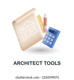 Architect Tools icon. 3d illustration from construction instruments collection. Creative Architect Tools 3d icon for web design, templates, infographics and more