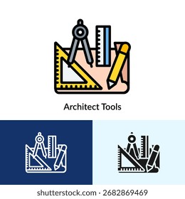 Colección de iconos de herramientas de arquitecto con múltiples estilos