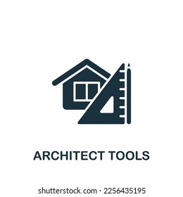 Architect tools icon. Monochrome simple sign from construction instruments collection. Architect tools icon for logo, templates, web design and infographics.