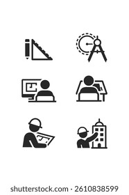 Architect with tools isolated icon design stock illustration. vector Illustration.