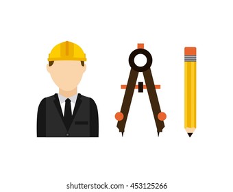 architect with tools isolated icon design, vector illustration  graphic 