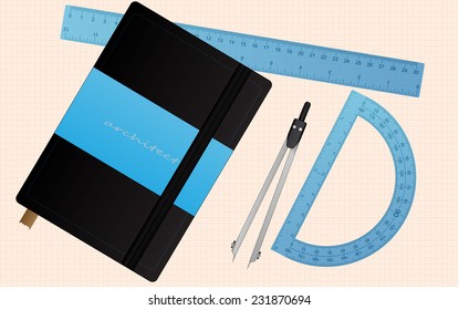architect tools and rulers